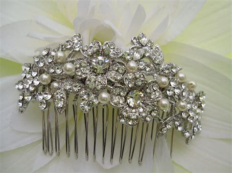 Bridal Hair Comb--Vintage Inspired Ivory Pearls Bridal Silver ...