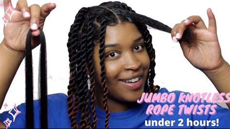 Diy Knotless Jumbo Rope Twists Under Hours Rubber Band Method Hack