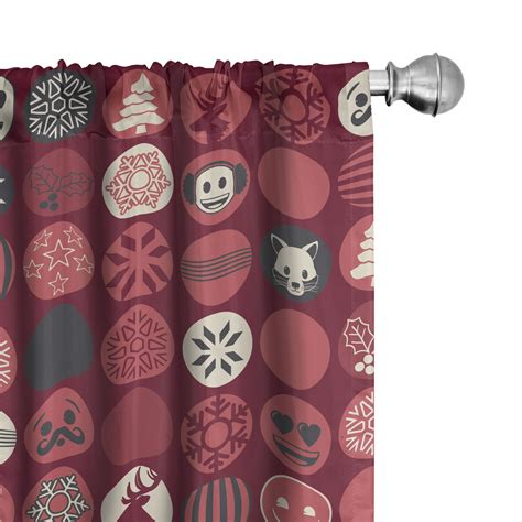 Ambesonne Christmas Emoji Curtains Circles Xmas Motifs Pair Of 28 X84