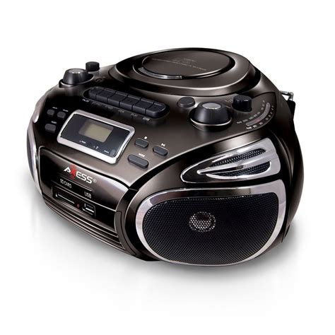 Axess Portable Boombox With Am Fm Radio Cd Mp Player Usb Sd