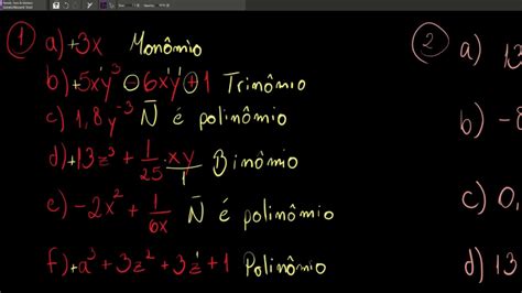 Correção 8o Ano Introdução Aos Polinômios Youtube