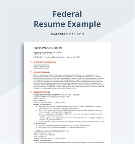 How To Write A Federal Resume Example And Template Career Reload