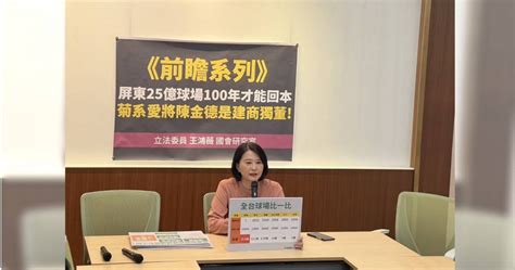 王鴻薇踢爆屏東25億球場100年才能回本 廠商獨董竟是菊系愛將陳金德 政治 Ctwant