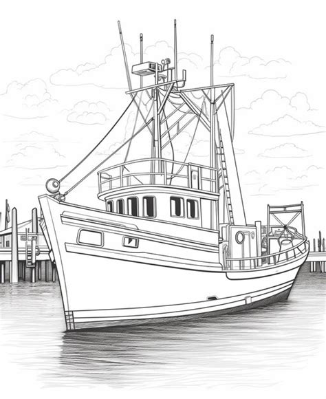 Premium Photo A Drawing Of A Boat Docked At A Dock With A Sky