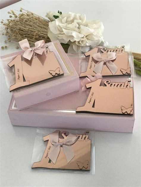 Custom Rose Gold Birthday Photo Frame Favors 1st Birthday Party Favors