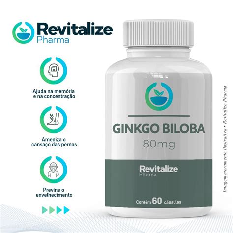 Ginkgo Biloba 80Mg Ação Anti inflamatória e Antioxidante 60 Cápsulas