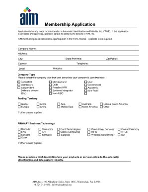 Fillable Online Aim Membership Application Fax Email Print Pdffiller