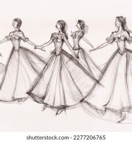 pencil sketch artistic image girls dancing ai generated image