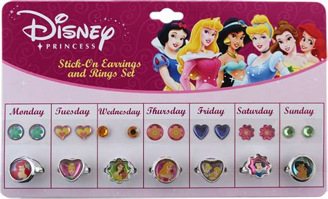 Disney Princess Sticker Earrings And Finger Rings Set