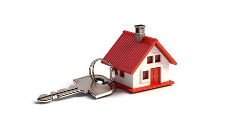 D Rendered House Shaped Keychain With House Keys Isolated On White