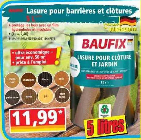 Promo Lasure Pour Barrières Et Clôtures Baufix chez Norma iCatalogue fr