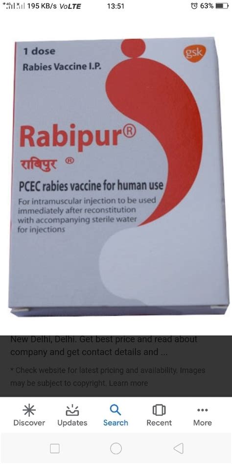 Rabipur Injection, Packaging Size: 1 X 1, Packaging Type: Box at best ...