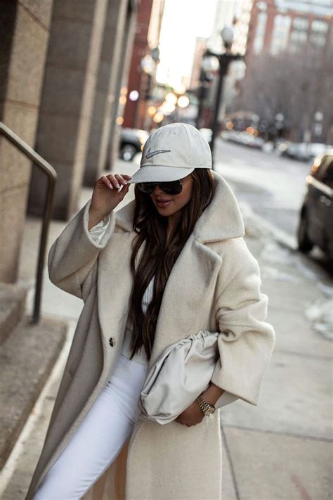 White Coat Outfit Winter Mia Mia Mine White Baseball Cap Outfit