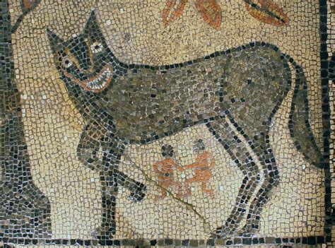 Roman Mosaic Showing Happy She Wolf With Twins IMPERIUM ROMANUM