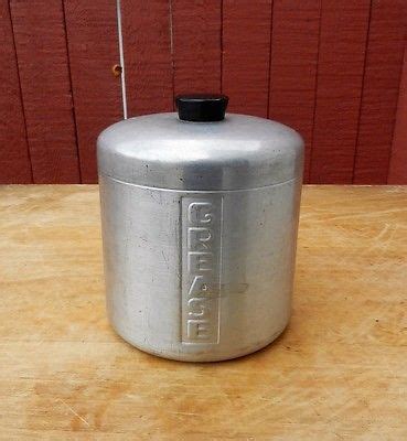 Vintage S S Spun Aluminum Grease Kitchen Canister Jar W Lid