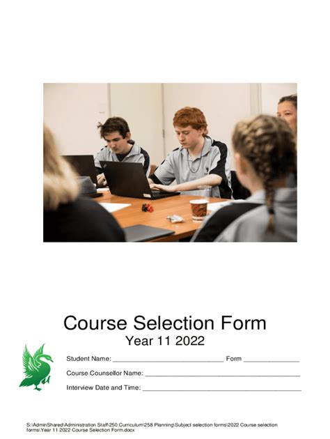 Fillable Online Course Selection Form Fax Email Print Pdffiller