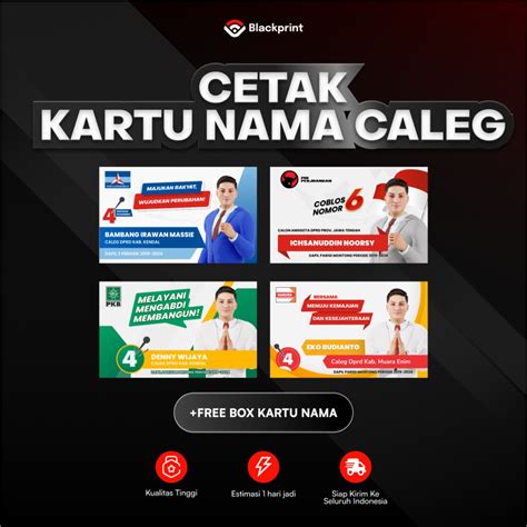 Jual Cetak Kartu Nama Caleg Murah Pcs Box Free Template Desain