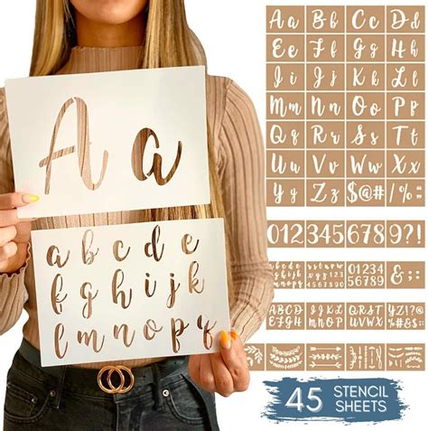 Amazon Boutique Calligraphy Stencil Template Kit 45 Reusable