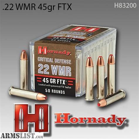 ARMSLIST - For Sale: Hornady Critical Defense 22 Mag 45gr FTX Ammo - 500 rounds