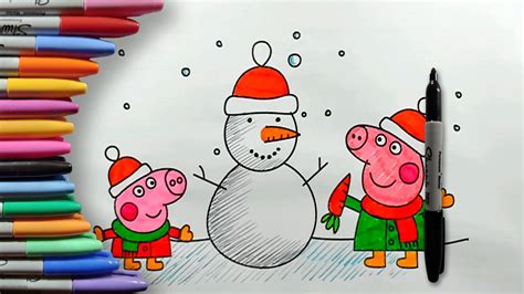 C Mo Dibujar Y Colorear A Peppa Pig Y George En Navidad Paso A Paso