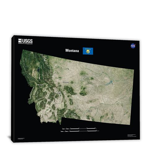 Montana USGS Landsat Mosaic 2022 Canvas Wrap