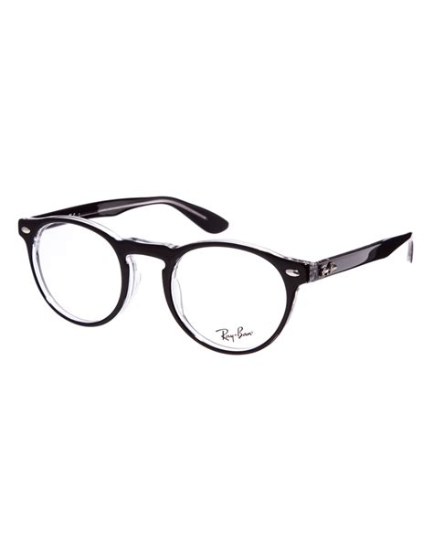 Ray-Ban Round Glasses in Black | Lyst