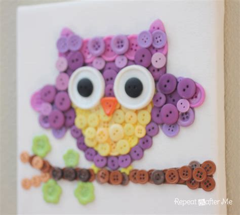 Button Owl Art Repeat Crafter Me