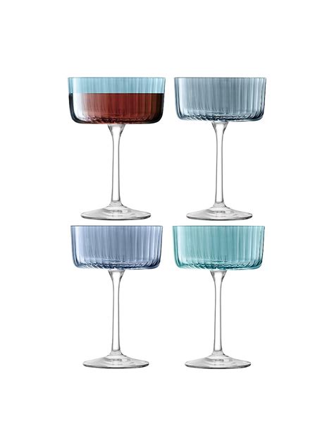 LSA Gems 4 Piece Assorted Champagne Cocktail Glass Set Garnet