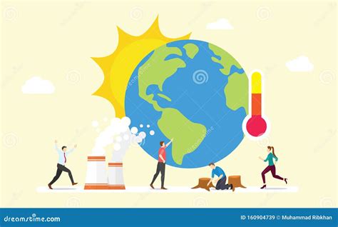 Concepto De Tierra De Calentamiento Global Con Sol Y Termómetro Con