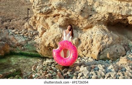 Beautiful Woman Wear White Bikini Hold Stock Photo Edit Now 691726342 Shutterstock