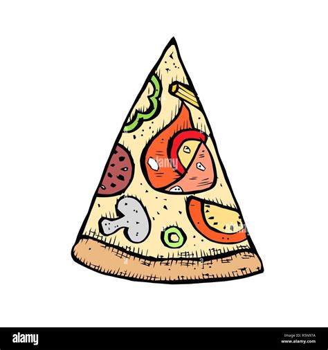 Pizza Hand Drawn Vector Illustration Pizza Slices In Pieces Of Corners