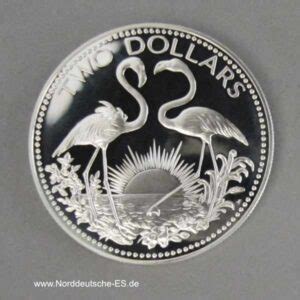 Bahamas 2 Dollars Silbermünze Flamingo PP 1974 1980 NES Edelmetallshop