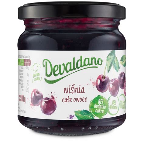 BIO Konfitura BEZ CUKRU WIŚNIA Devaldano 190 g 10964007777 Allegro pl