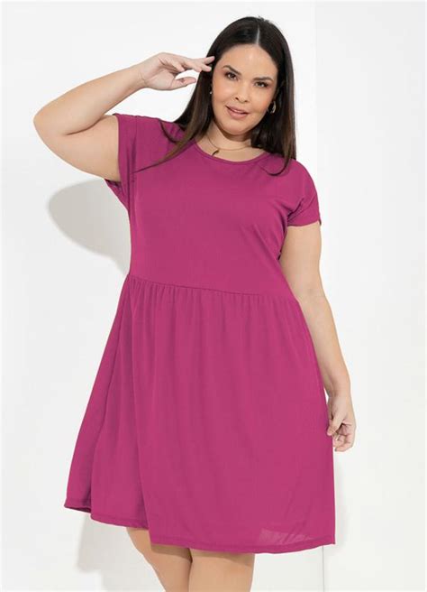 Vestido Soltinho Pink Com Forro Plus Size Marguerite