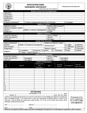 Dependent Certificate Application Fill And Sign Printable Template Online