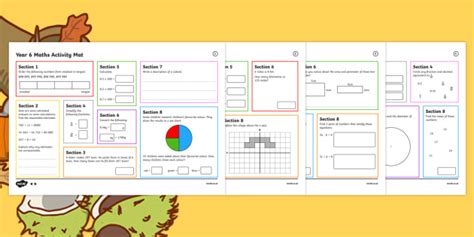 Sats Survival Year 6 Autumn 1 Maths Revision Activity Mats