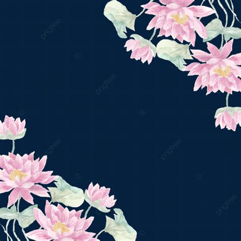 Romantic Watercolor Flowers Png Picture Romantic Pink Lotus Watercolor Flower Border Wedding