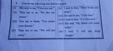 Convert The Following Into Indirect Speech I She Says To Me “i Love