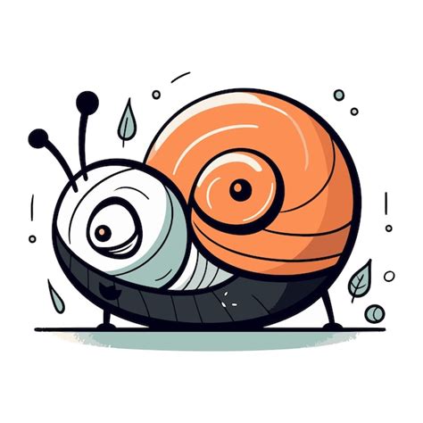 Lindo Caracol De Desenho Animado Ilustra O Vetorial Isolada Em Fundo