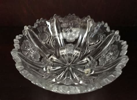 Pressed Glass Thistle Pattern Bowl Paneled Thistle Higbee Etsy