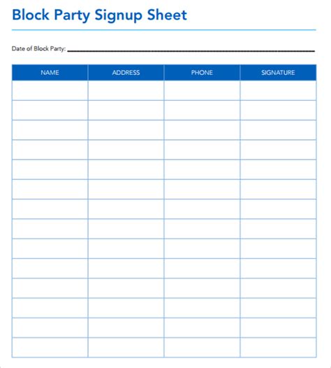 Free Sample Sign Up Sheet Templates In Pdf Ms Word Apple Pages