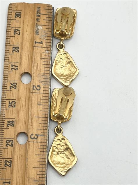 Vintage Erwin Pearl Gold Dangle Drop Earrings Gem