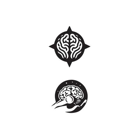 Brain Logo Silhouette Design Vector Template Brainstorm Think Idea