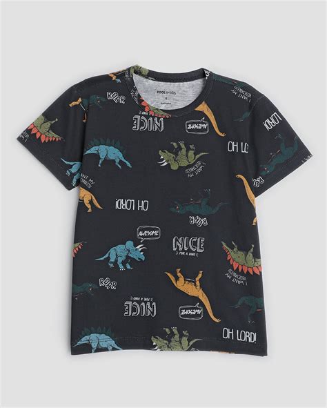 Riachuelo Camiseta Infantil Manga Curta Dinossauros 4 10A Preta