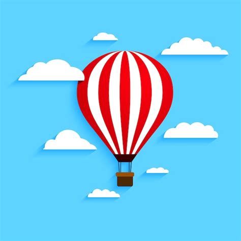 Montgolfière Avec Des Nuages Illustration Vectorielle Vecteur Premium