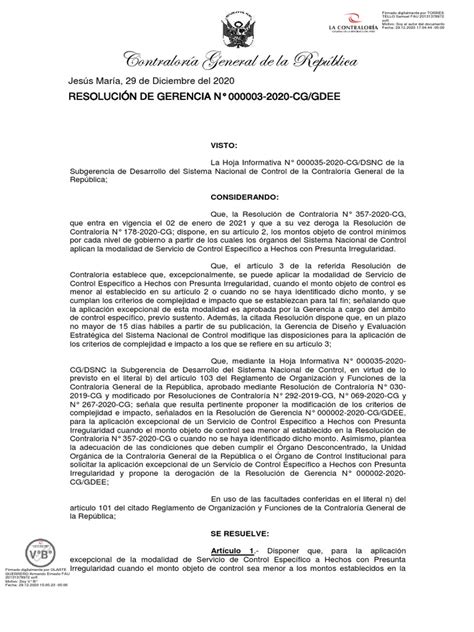 Resolucion De Gerencia 000003 2020 Gdee Pdf