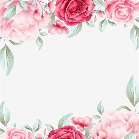 Bordure Florale Aquarelle De Fleurs Roses Et Blush Roses Et Blush PNG