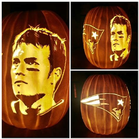 Patriots And Tom Brady Holloween Decorations Pumpkin Carving