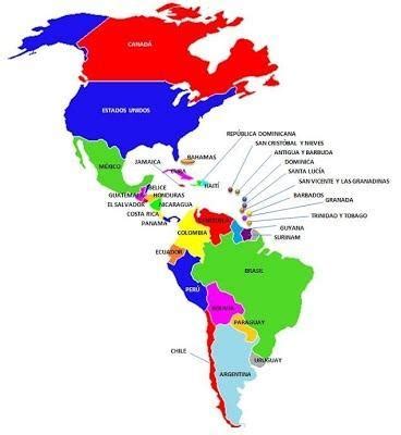 Mapa Continente Americano Con Nombres Y Division Politica