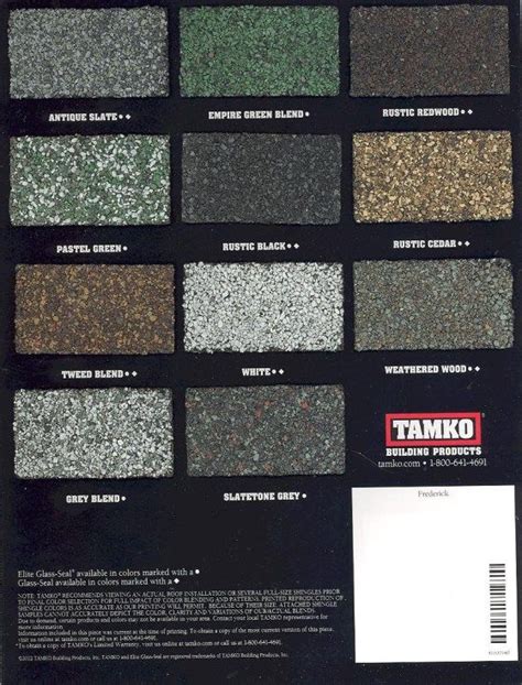 Tamko Roof Shingles Color Chart